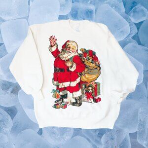 Vintage Santa Clause Christmas Sweatshirt Size XL Made USA